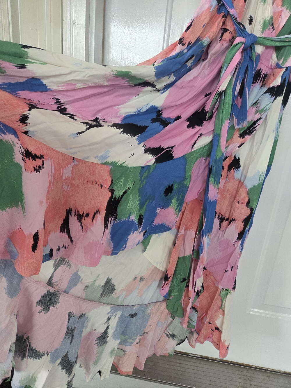 Ava & Viv Pastel Brushstroke Wrap Maxi Dress NWT 2x - Picture 5 of 6
